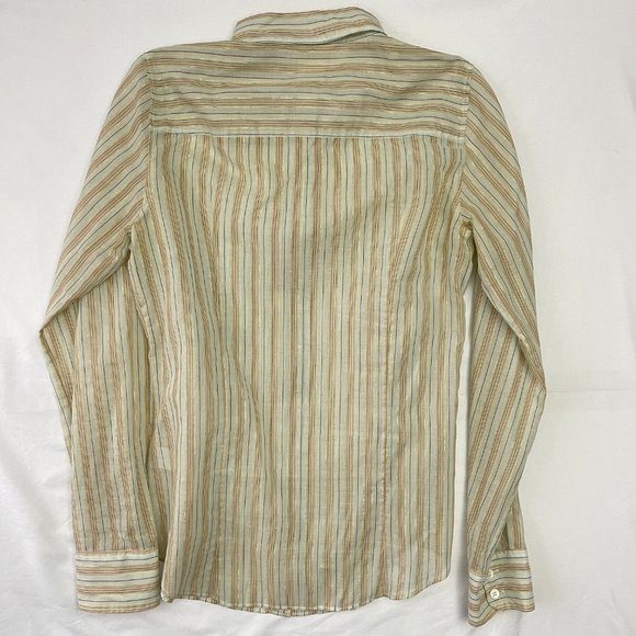 Women's J.Crew The Perfect Shirt Size 4 Gold Stripe Cotton Blend Button Down - Picture 7 of 7